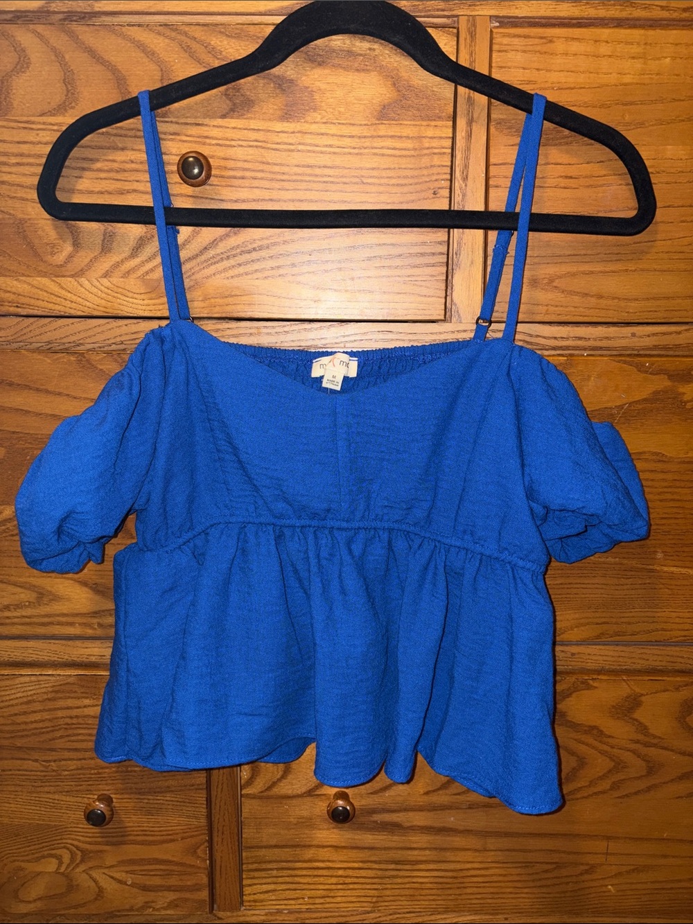 Moa Moa Royal Blue Off-Shoulder Camisole with Peplum